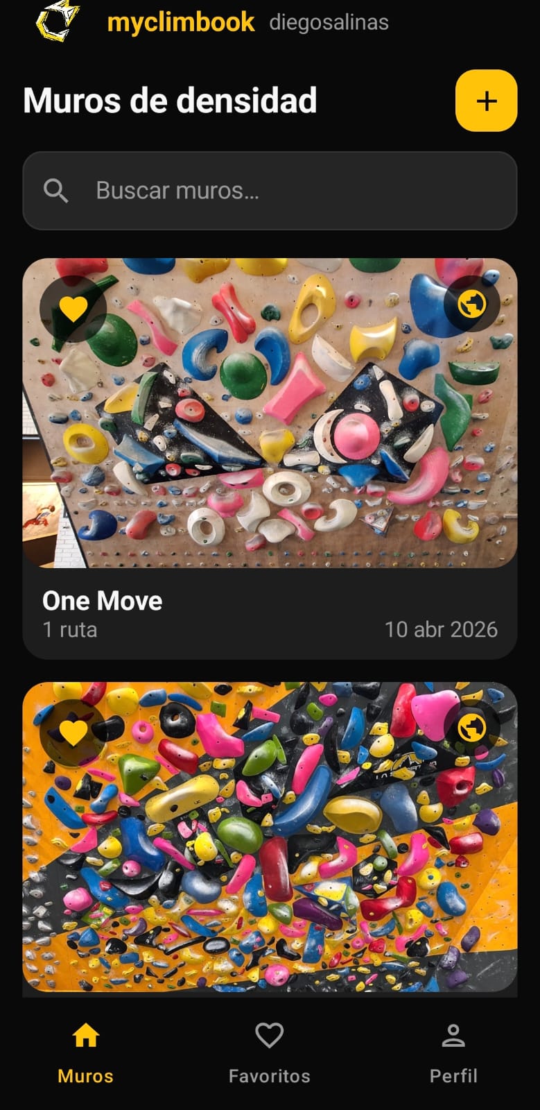 Captura real de myclimbook